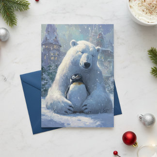 Polar bear and Penguin Christmas Holiday