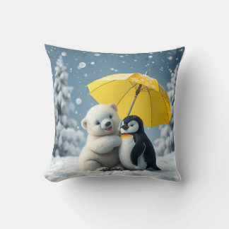 Polar Bear and Penguin Pillow Cushion