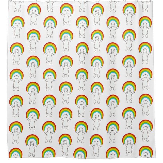 Polar Bear and Rainbow Pattern Shower Curtain (Front)