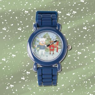 Polar bear and reindeer with skis kid watch