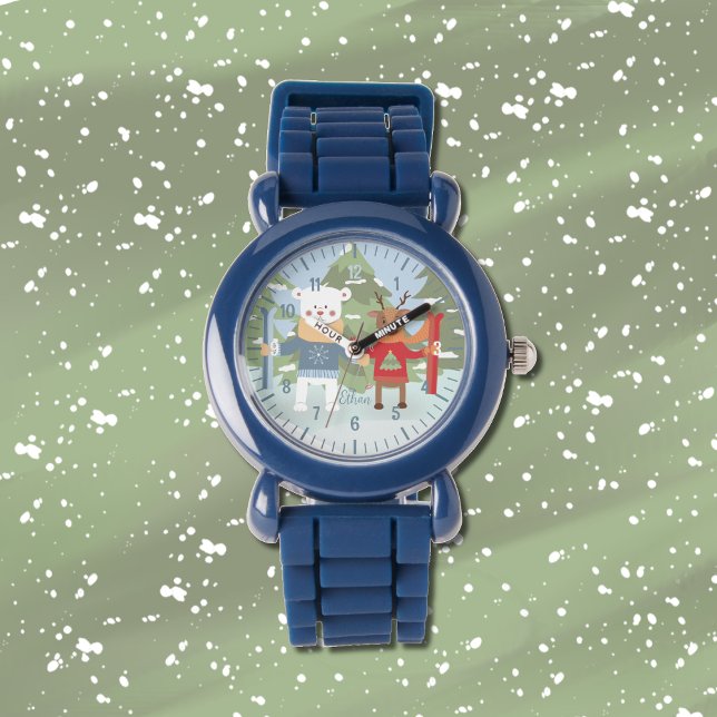 Polar bear and reindeer with skis kid watch (Creator Uploaded)