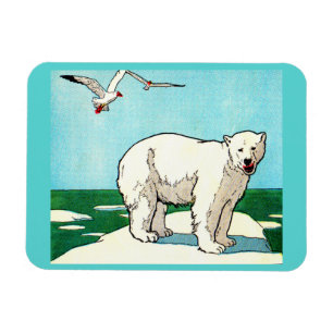 polar bear and seagulls magnet
