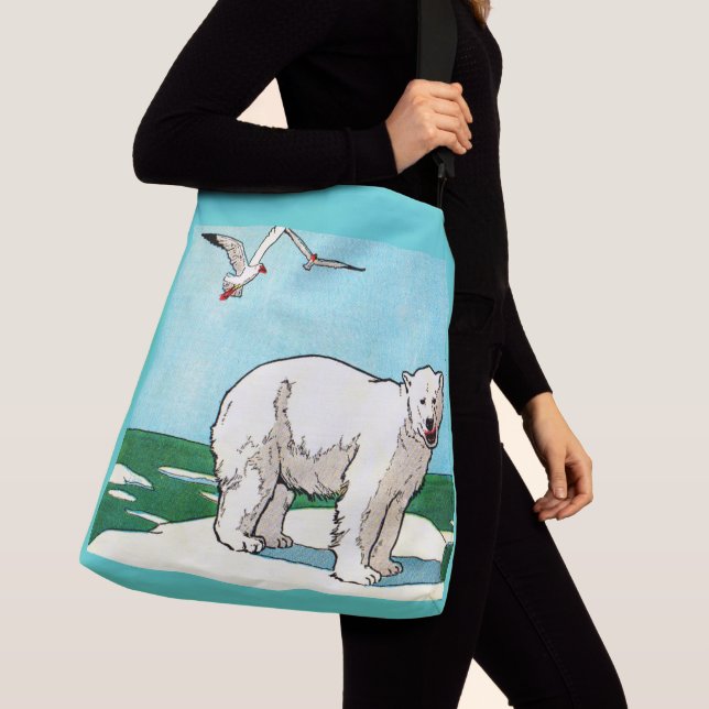 polar bear and seagulls print crossbody bag (Close Up)