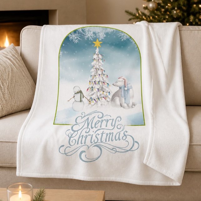 Polar Bear and Snowman Fleece Blanket (Creator Uploaded)