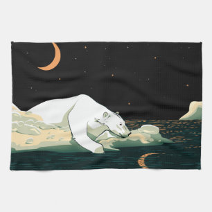 Polar Bear and the Moon Tea Towel