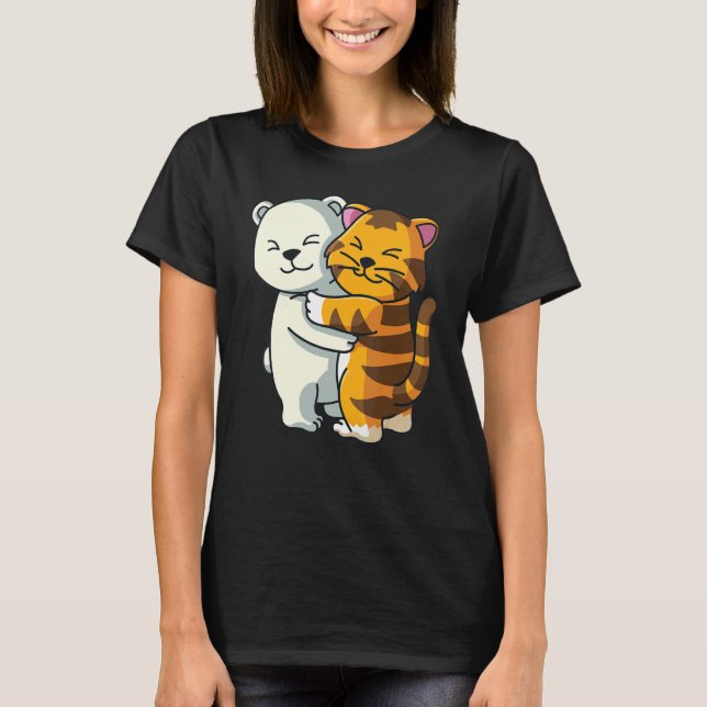 Polar Bear And Tiger Cute Animal  Hugging Women Gi T-Shirt (Front)