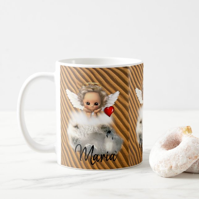 Polar Bear Angel Stripe Mug (With Donut)