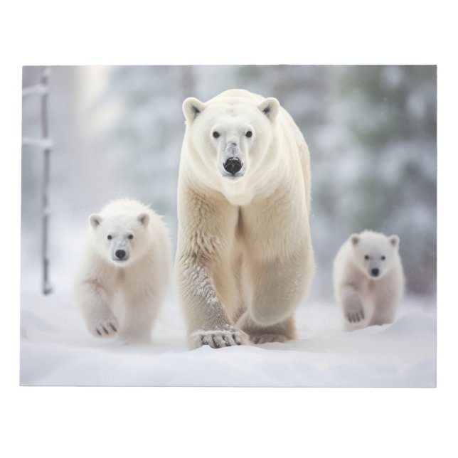 Polar Bear Animal Family Wandering  Notepad (Front)