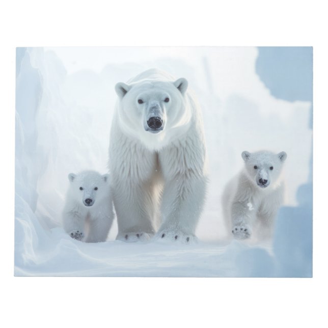 Polar Bear Animal Family Wandering  Notepad (Front)