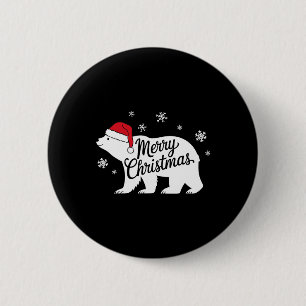 Polar Bear Animal Lover Xmas Santa Hat Polar Bear  6 Cm Round Badge