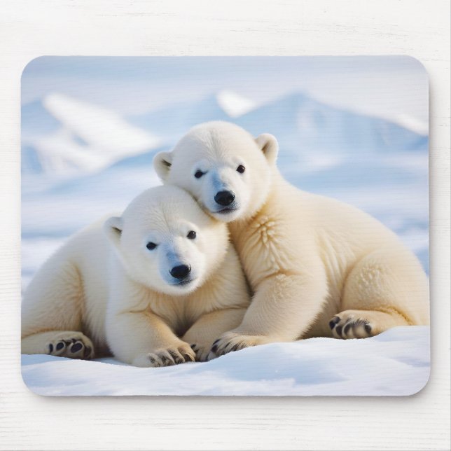 Polar Bear Animal Nature Wildlife Affection Caring Mouse Pad (Front)