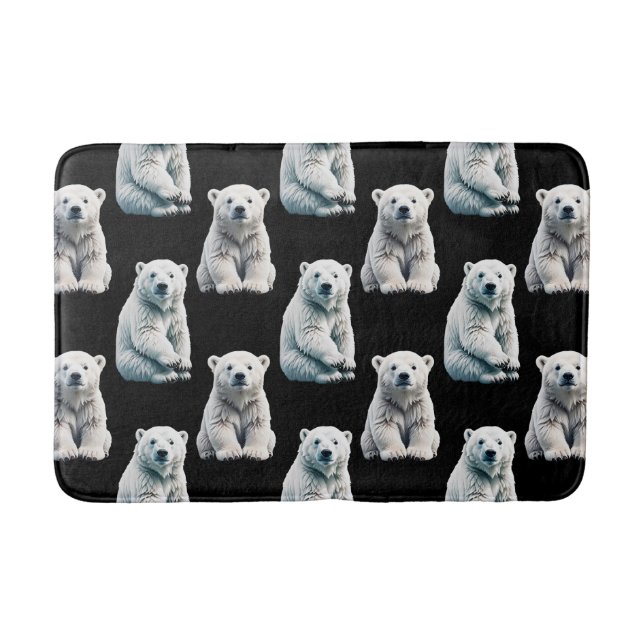 Polar Bear Animal Pattern Design  Bath Mat (Front)