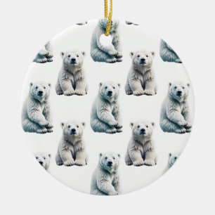 Polar Bear Animal Pattern Design  Ceramic Tree Decoration