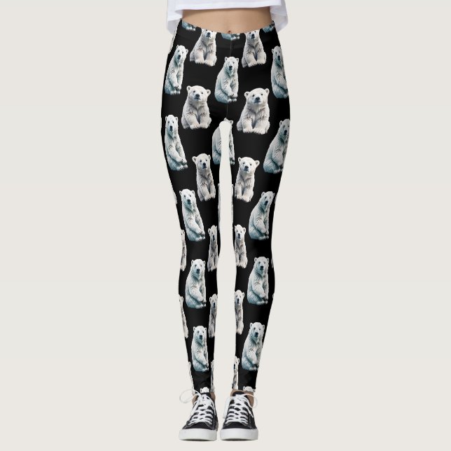 Polar Bear Animal Pattern Design  Leggings (Front)