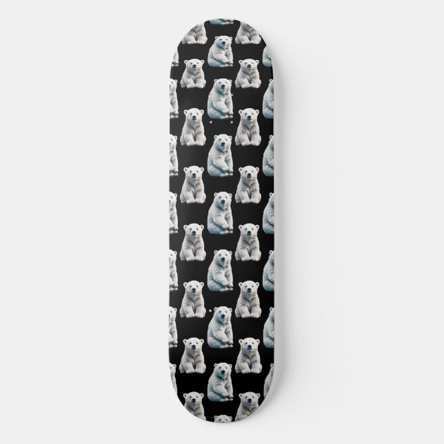 Polar Bear Animal Pattern Design  Skateboard (Front)