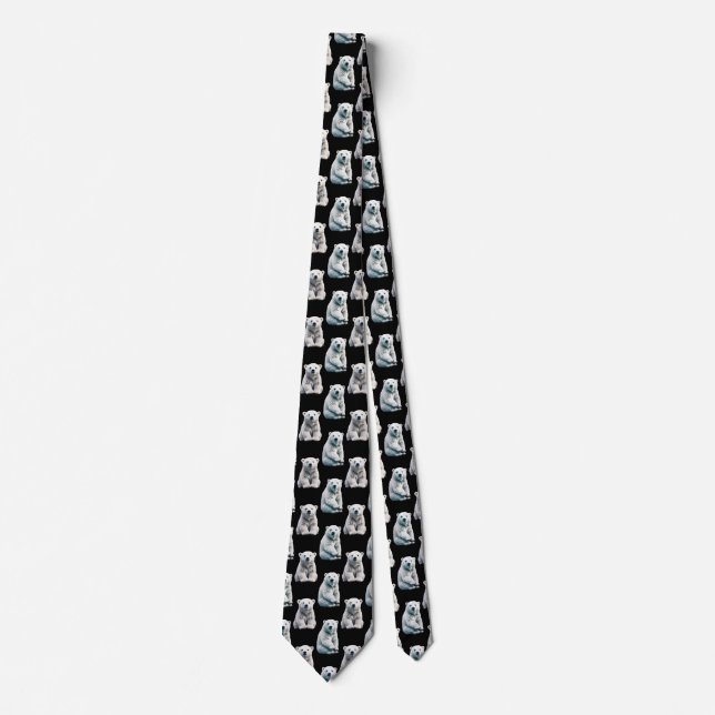 Polar Bear Animal Pattern Design  Tie (Front)