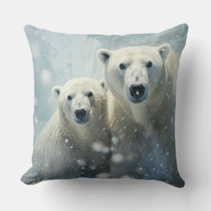Polar Bear Animal Wildlife Wilderness Colourful Ar Cushion