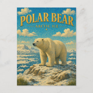 Polar Bear Arctic Ice Watercolor GeoSaga Postcard