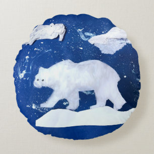 Polar Bear "Art by Kids" Round Cushion
