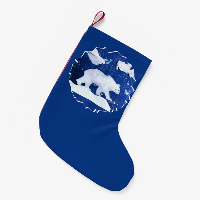 Polar Bear "Art by Kids" Small Christmas Stocking (Front (Hanging))