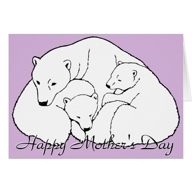 Polar Bear Art Card Mother's Day Personalised Card (Front Horizontal)