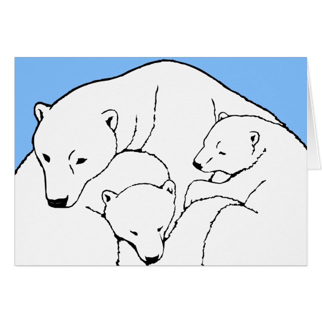 Polar Bear Art Cards Mother & Cub Custom Card (Front Horizontal)