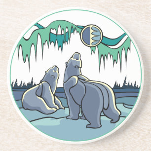 Polar Bear Art Gifts Native Art Wildlife Coasters