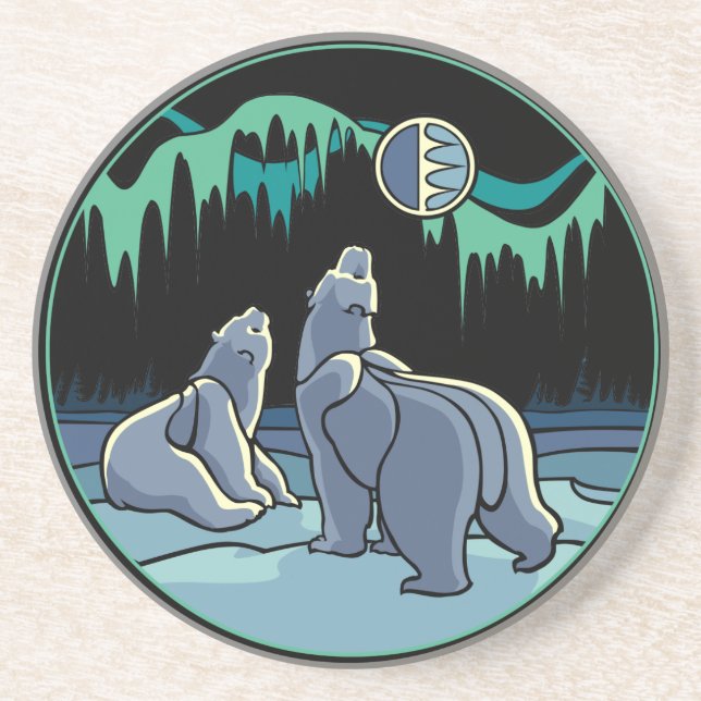 Polar Bear Art Gifts Native Art Wildlife Coasters (Front)