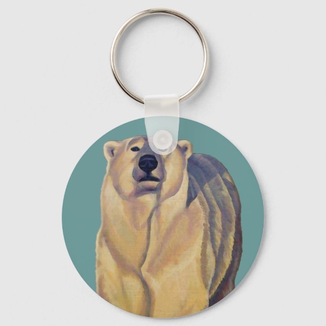 Polar Bear Art Key Chain Canadian Wildlife Gifts (Front)