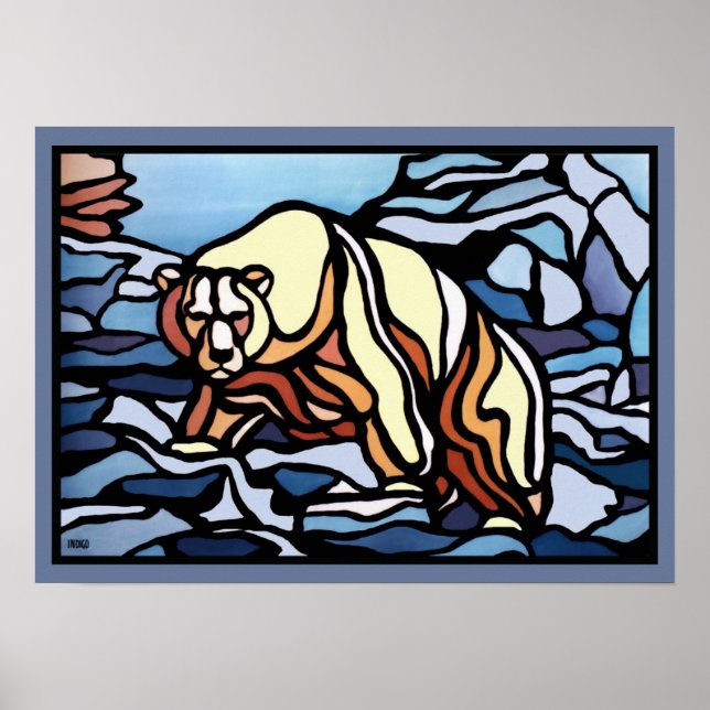 Polar Bear Art Print First Nation Wildlife Poster (Front)