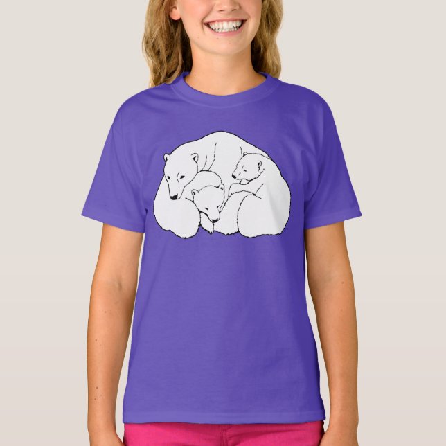 Polar Bear Art T-shirt Girl's Organic Bear Shirt (Front)