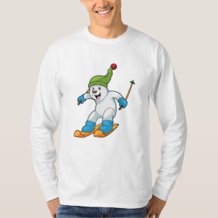 Polar bear as Skier with Ski & Bobble hat T-Shirt