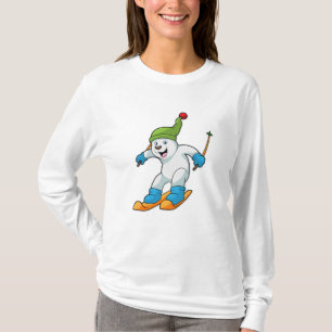 Polar bear as Skier with Ski & Bobble hat T-Shirt