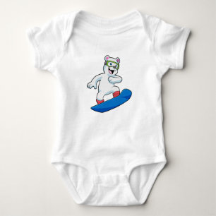 Polar bear as Snowboarder with Snowboard Baby Bodysuit