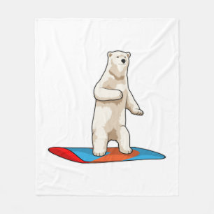 Polar bear as Snowboarder with Snowboard Fleece Blanket