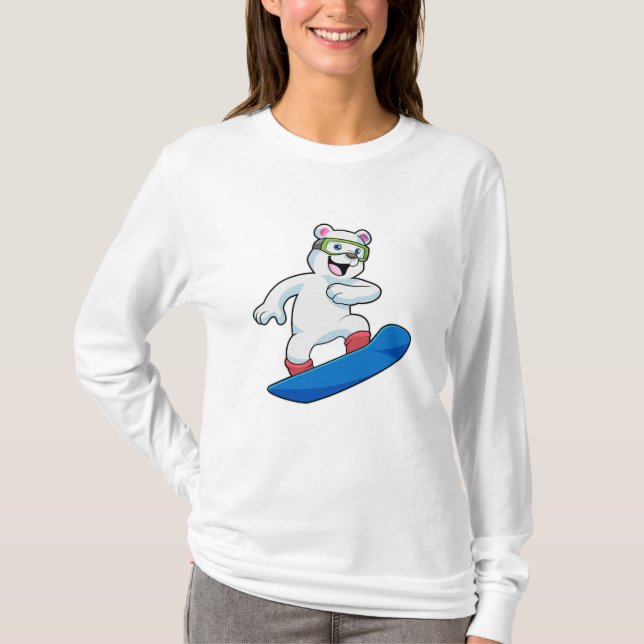 Polar bear as Snowboarder with Snowboard T-Shirt (Front)