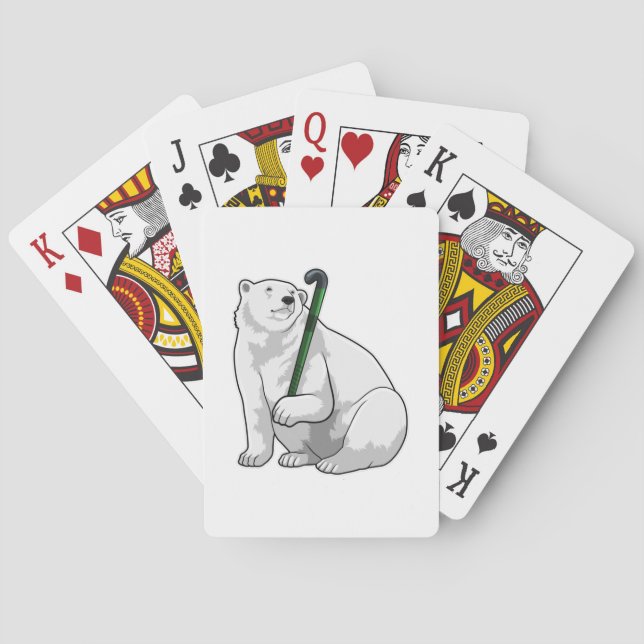 Polar bear at Hockey with Hockey stick Playing Cards (Back)