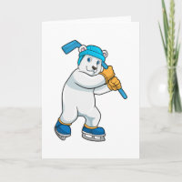 Polar bear at Ice hockey with Ice hockey stick