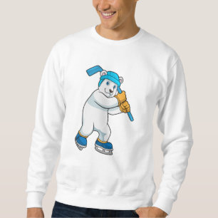Polar bear at Ice hockey with Ice hockey stick Sweatshirt