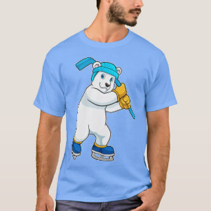 Polar bear at Ice hockey with Ice hockey stick T-Shirt