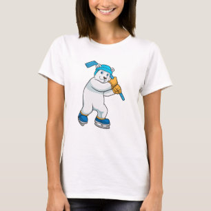 Polar bear at Ice hockey with Ice hockey stick T-Shirt
