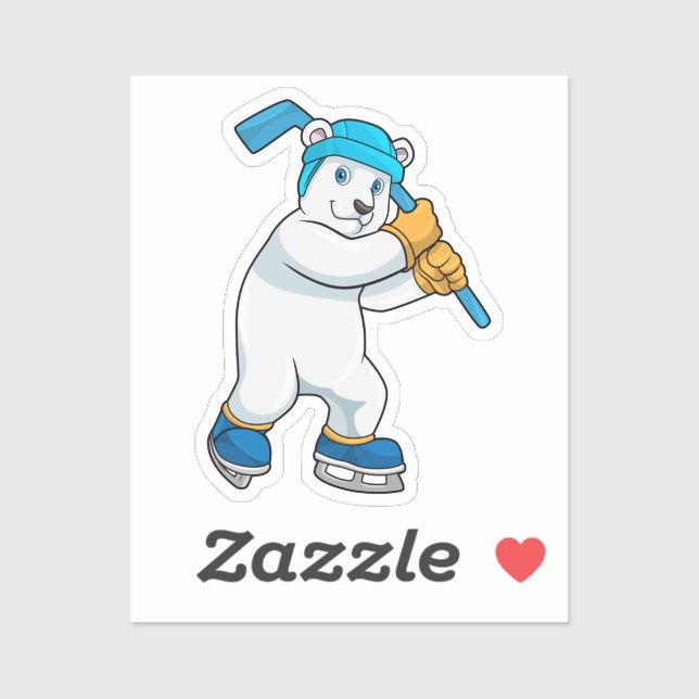 Polar bear at Ice hockey with Stick (Sheet)