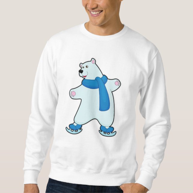 Polar bear at Ice skating with Scarf Sweatshirt (Front)