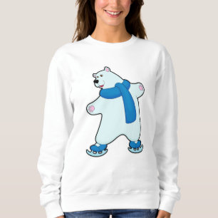 Polar bear at Ice skating with Scarf Sweatshirt