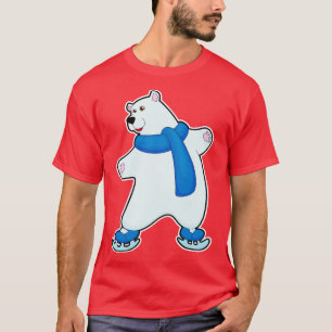 Polar bear at Ice skating with Scarf T-Shirt