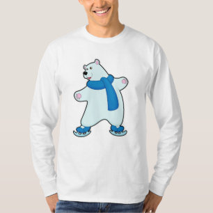 Polar bear at Ice skating with Scarf T-Shirt