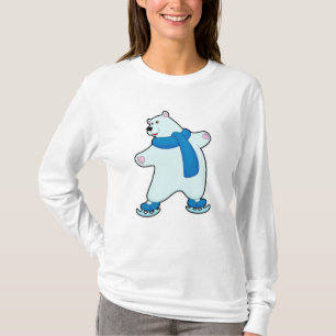 Polar bear at Ice skating with Scarf T-Shirt