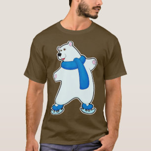 Polar bear at Ice skating with Scarf T-Shirt