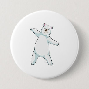 Polar bear at Yoga Fitness in Standing 7.5 Cm Round Badge