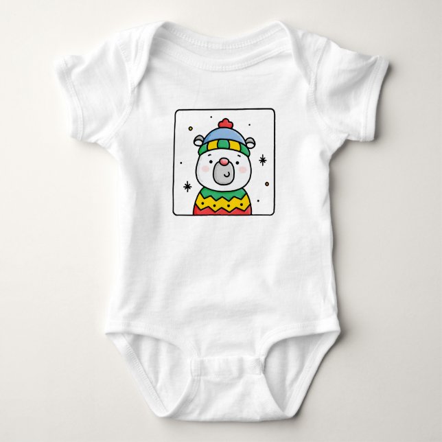Polar bear baby bodysuit (Front)